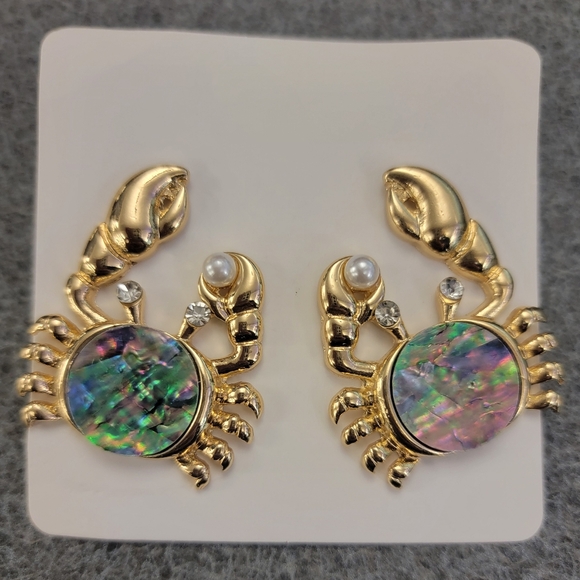 Fashion Jewelry Jewelry - Gold and Abalone Scorpion Earrings
